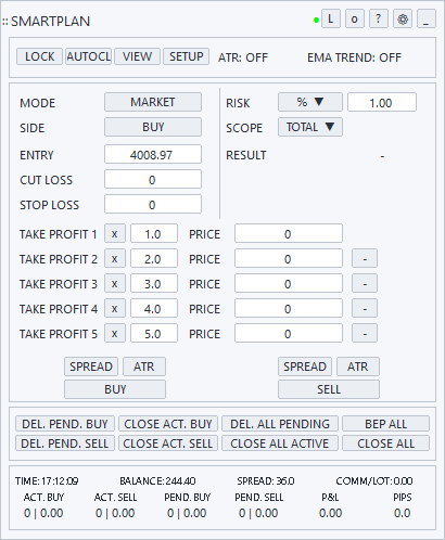 Panel utama SmartPlan tema terang di MetaTrader